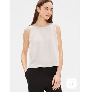 NWT Eileen Fisher System Silk Georgette Boxy Shell